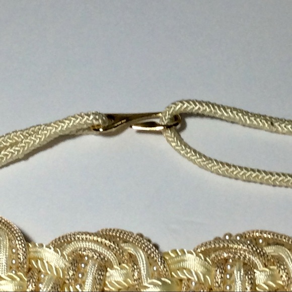 Gold Ivory Pearl Knot Cummerbund Boho Obi Belt NWOT - Picture 4 of 6